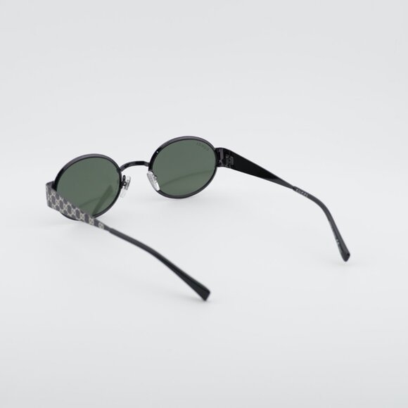 Gucci GG1854S 001 Sunglasses Ruthenium with GG Pattern Oval Frame, Grey Lenses - Picture 8 of 10